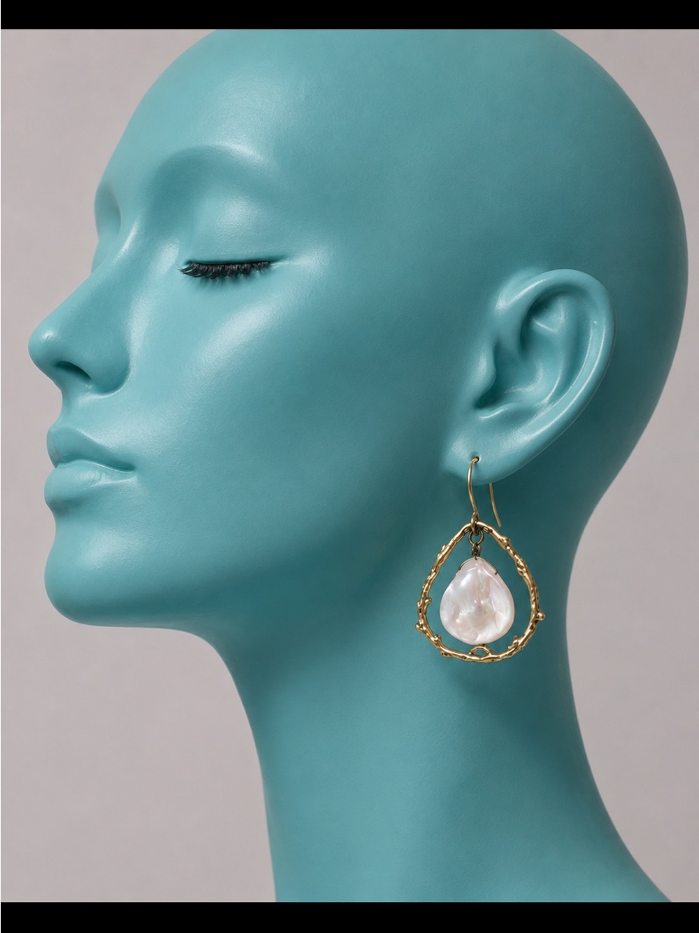 Studio Barse Gold Hoop Earrings with White Baroque Pearl Drop